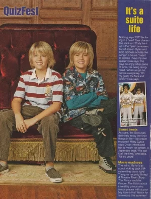 Dylan Sprouse Cole Sprouse teen magazine pinup clipping Suite Life red chair