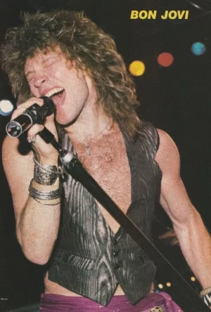 Jon Bon Jovi Chrissie Hynde teen magazine pinup clipping modeling black vest pix