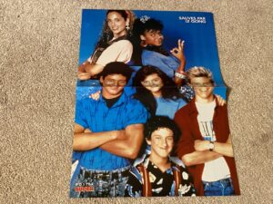 Mark Paul Gosselaar Tiffani Amber Thiessen Mario Lopez Dustin Diamond Elizabeth Berkley Lark Voorhies teen magazine poster clipping Super Saved by the Bell RARE