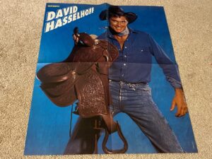 David Hasselhoff teen magazine poster jean shirt cowboy Bravo RARE Baywatch