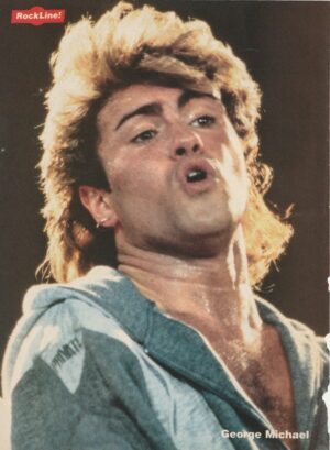 George Michael Corey Hart teen magazine pinup clipping Rock Line open mouth