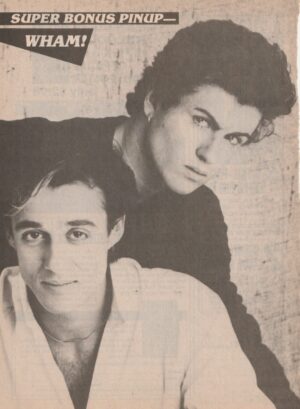 George Michael Andrew Ridgeley teen magazine pinup Wham singers Super bonus pinup