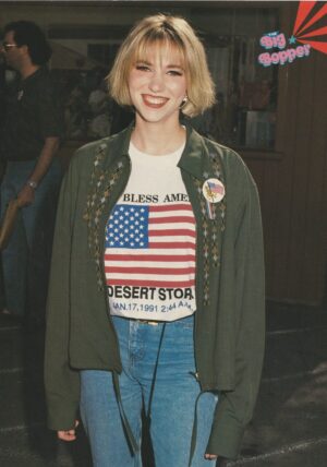 Debbie Gibson Brad Pitt teen magazine pinup jeans USA flag shirt Big Bopper pix