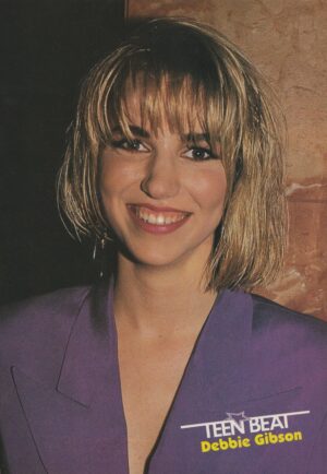 Debbie Gibson teen magazine pinup clipping headshot purple shirt Teen Beat pix