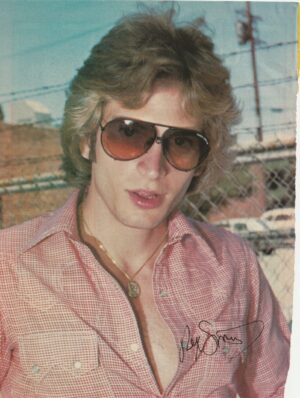 Rex Smith teen magazine pinup clipping sun glasses chain fence