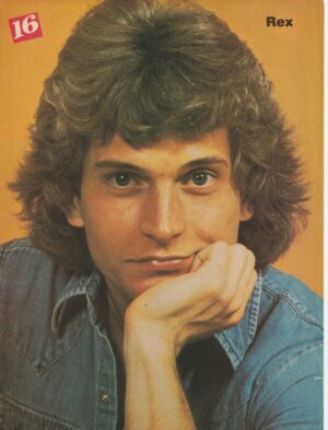 Rex Smith Scott Baio teen magazine pinup clipping headshot hand on face jean shirt 16 mag blowout