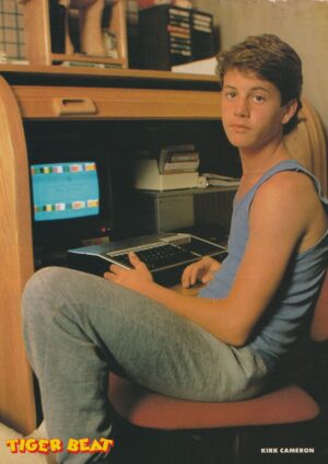 Kirk Cameron teen magazine pinup clipping blue shirt computer Tiger Beat muscles Growing Pains