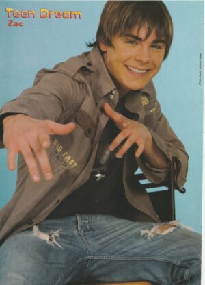Zac Efron teen magazine pinup clipping child star legs open ripped jeans Crush