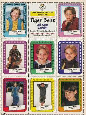 Jonathan Taylor Thomas teen magazine clipping Tiger Beat collector cards young age 10 pre teen pix