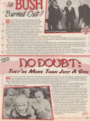 Bush No Doubt teen magazine clipping They're more than just a girl Bop
