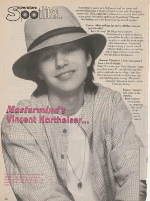 Vincent Kartheiser teen magazine article Masterminds Vincent