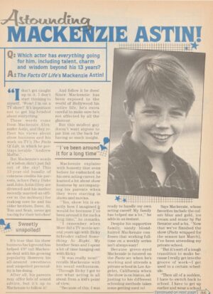 Mackenzie Astin teen magazine clipping 2 page Astounding Bop pix