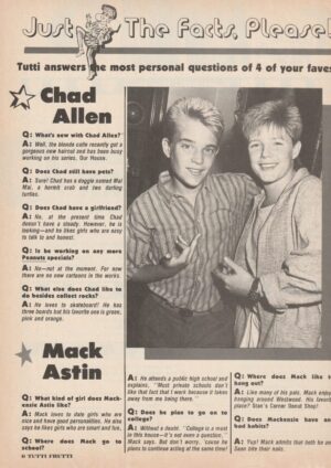 Mackenzie Astin Chad Allen teen magazine clipping Tutti Frutti rare facts