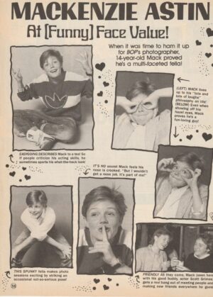 Mackenzie Astin teen magazine clipping funny face value Bop pix