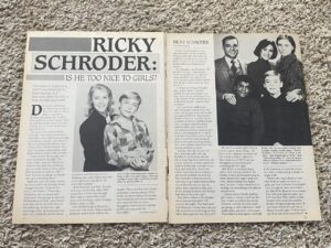 Ricky Schroder teen magazine article clipping looking back Star pix sun young
