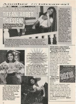 Tiffani Amber Thiessen teen magazine pinup clipping lifestyles 16 mag flowers