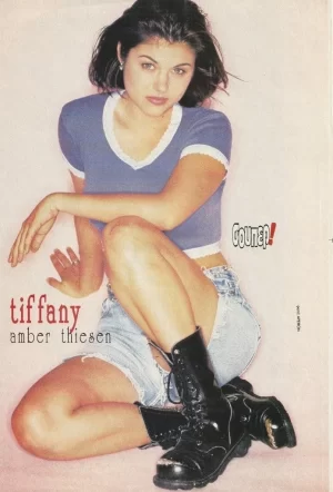 Tiffani Amber Thiessen teen magazine pinup clipping Japan jean shorts boots Bop