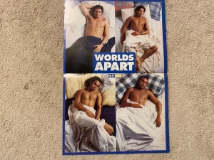 Worlds Apart teen magazine poster clipping modeling shirtless barefoot bed sexy