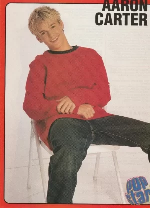 Aaron Carter teen magazine pinup clipping open legs black jeans price of pop pix