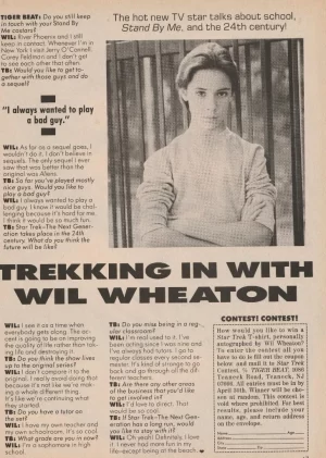 Wil Wheaton Alyssa Milano teen magazine pinup clipping Trekking with him Star
