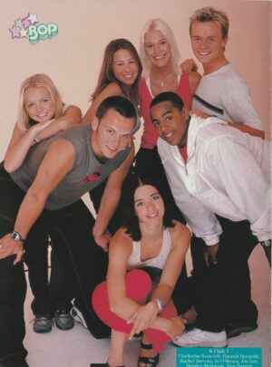 S Club 7 AJ Mclean teen magazine pinup Bop squatting pop music group