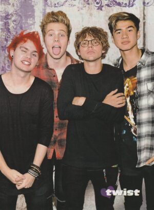 5 Seconds of Summer teen mgazine pinup clipping black shirts Twist crossed arms