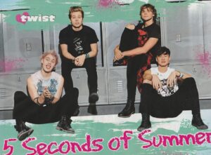 5 Seconds of Summer teen mgazine pinup clipping black shirts lockers Twist pix