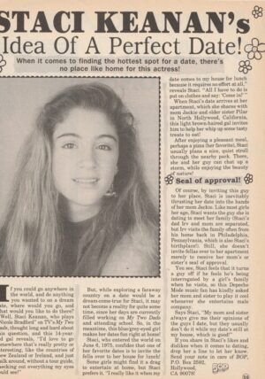 Staci Keanan teen magazine clipping Idea of a perfect date Bop pix