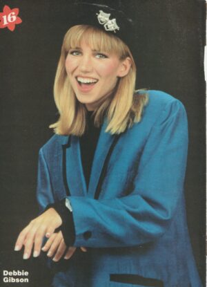 Debbie Gibson Johnny Depp teen magazine pinup clipping black hat blue suit 16 mag laughing