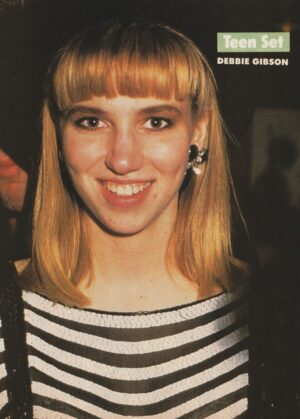 Debbie Gibson David Faustino teen magazine pinup snake Teen Set black and white shirt RARE