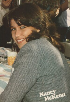 Nancy Mckeon teen magazine pinup eating grey sweater Teen Machine