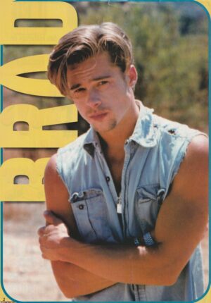 Brad Pitt teen magazine pinup clipping jean shirt muscles Super Pop actor modeling