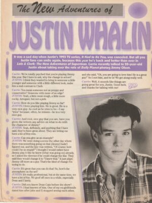 Justin Whalin Thomas Ian Nicholas teen magazine clipping New Adventures of Justin Bop