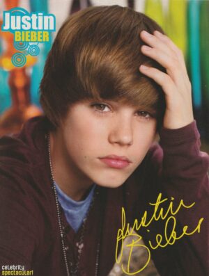 Justin Bieber teen magazine pinup clipping teen idols preteen hand in hair pix