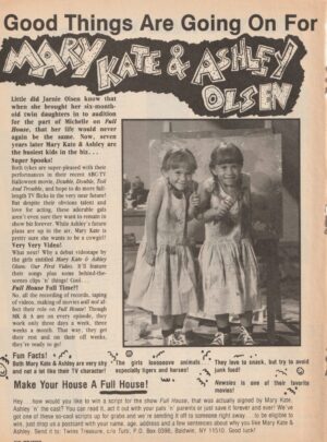 Mary Kate Olsen Ashley Olsen teen magazine clipping Good Things Tutti Frutti Full House
