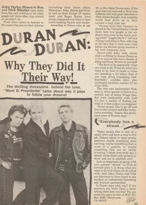 Duran Duran teen magazine pinup clipping their way Bop Tiger Beat article pix