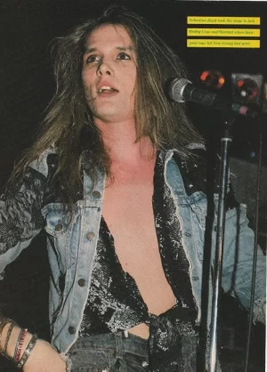Sebastian Bach Skid Row teen magazine pinup clipping pix open shirt rocker pic