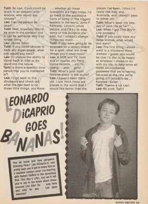 Leonardo Dicaprio teen magazine article Goes Bananas Tutti Frutti RARE Modeling