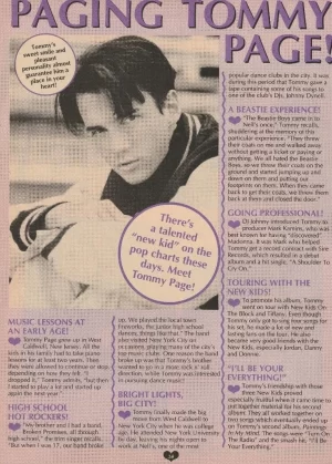 Tommy Page teen magazine pinup clipping PIX Paging Tommy Page Superteen