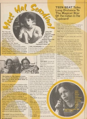 Hal Scardino teen magazine pinup clipping The Indian in the Cupboard Pix