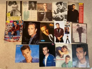 Luke Perry teen magazine pinup clippings young Beverly Hills 90210 legs open pix