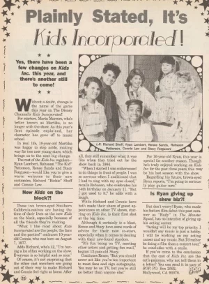 Ryan Lambert teen magazine pinup clipping Kids Incorporated stated Bop pix