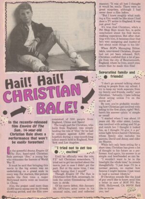 Christian Bale teen magazine clipping Hail Hail Bop pix