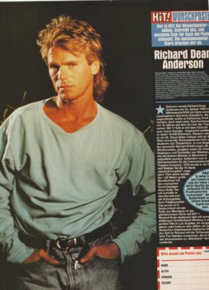 Richard Dean Anderson teen magazine pinup clippings Hit Bravo Teen Beat pix
