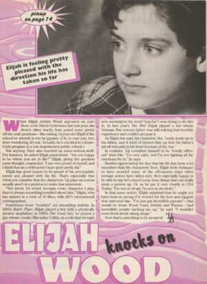 Elijah Wood teen magazine clipping Knocks on Wood Bop young boy