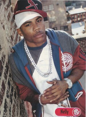 Nelly teen magazine pinup clipping rapper necklace Pop Star red black hat pix