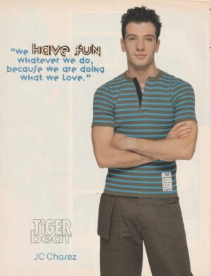 JC Chasez Nsync teen magazine pinup clipping blue shirt crossed arms Tiger Beat