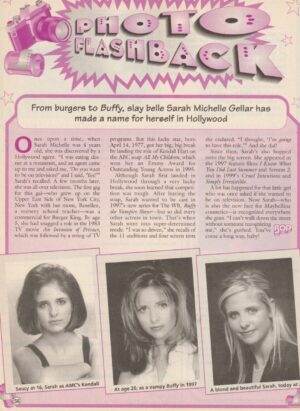 Sarah Michelle Gellar teen magazine pinup clipping Bop Photo Flashback Pix 90's