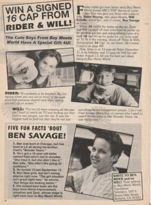 Ben Savage Rider Strong Wil Friedle teen magazine pinup clipping Pix 90's