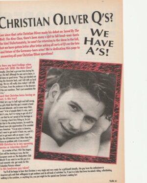 Christian Oliver teen magazine clipping Questions we have Answers Saved by the Bell New Class Tutti Frutti